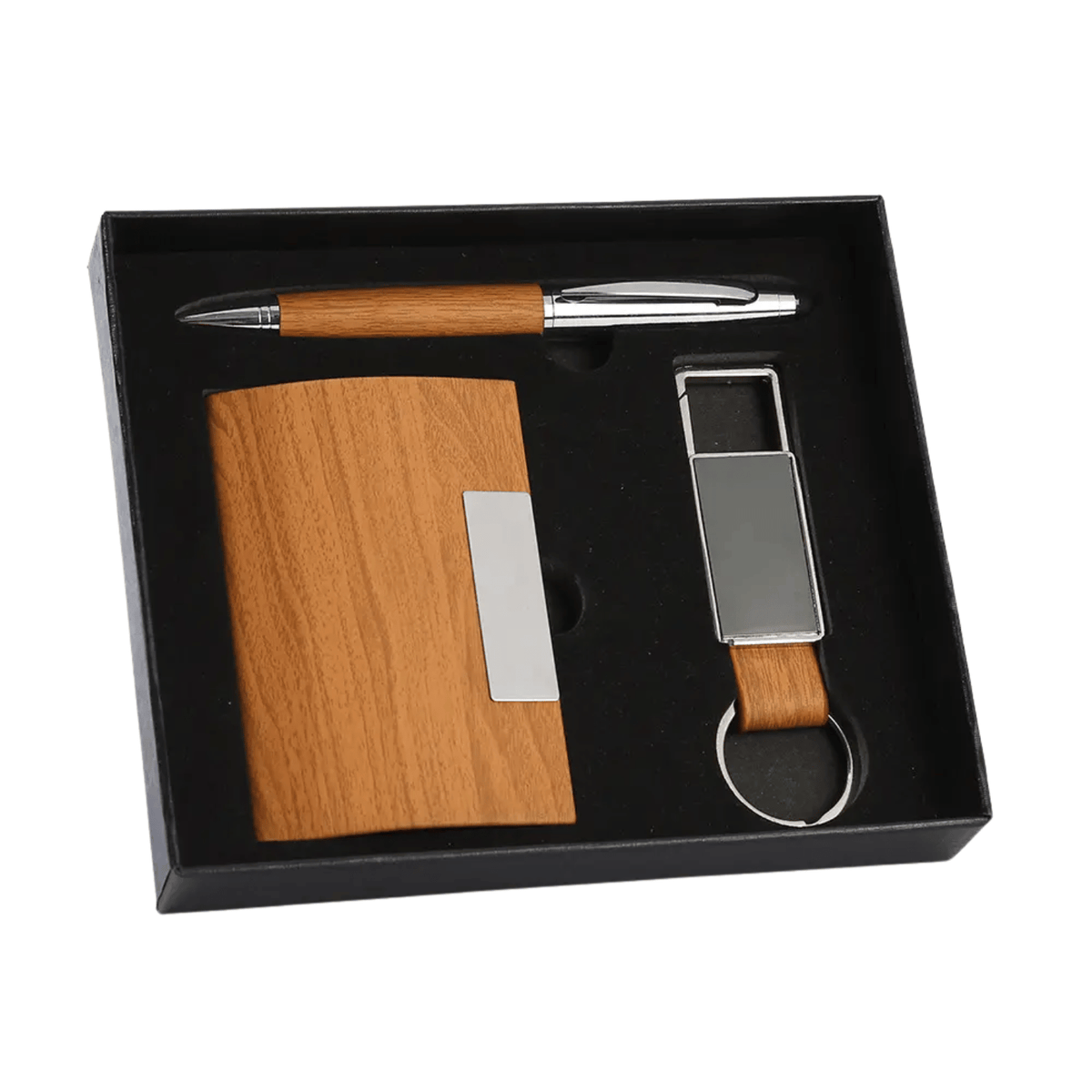 Business Card Holder, Pen & Keychain Set