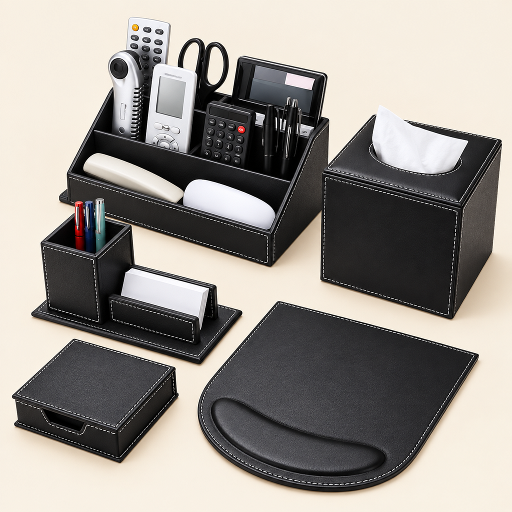 Leather Office Organizer Set