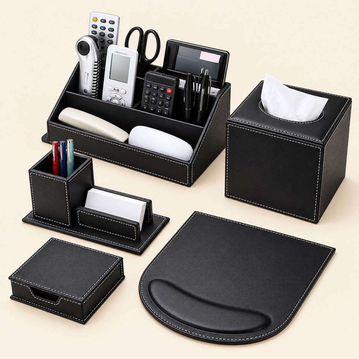 Leather Office Organizer Set