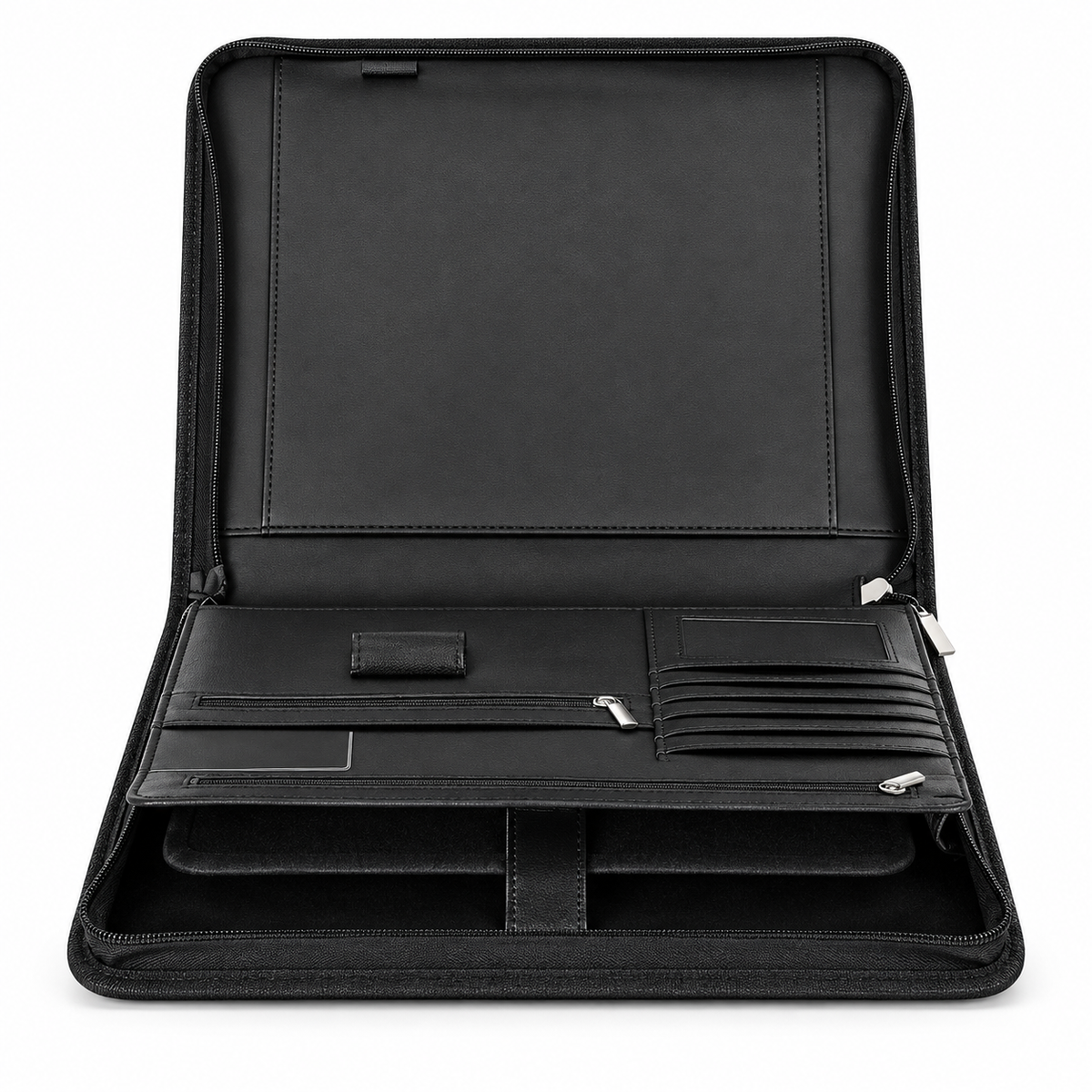 Vegan Leather Folder Zippered Portfolio