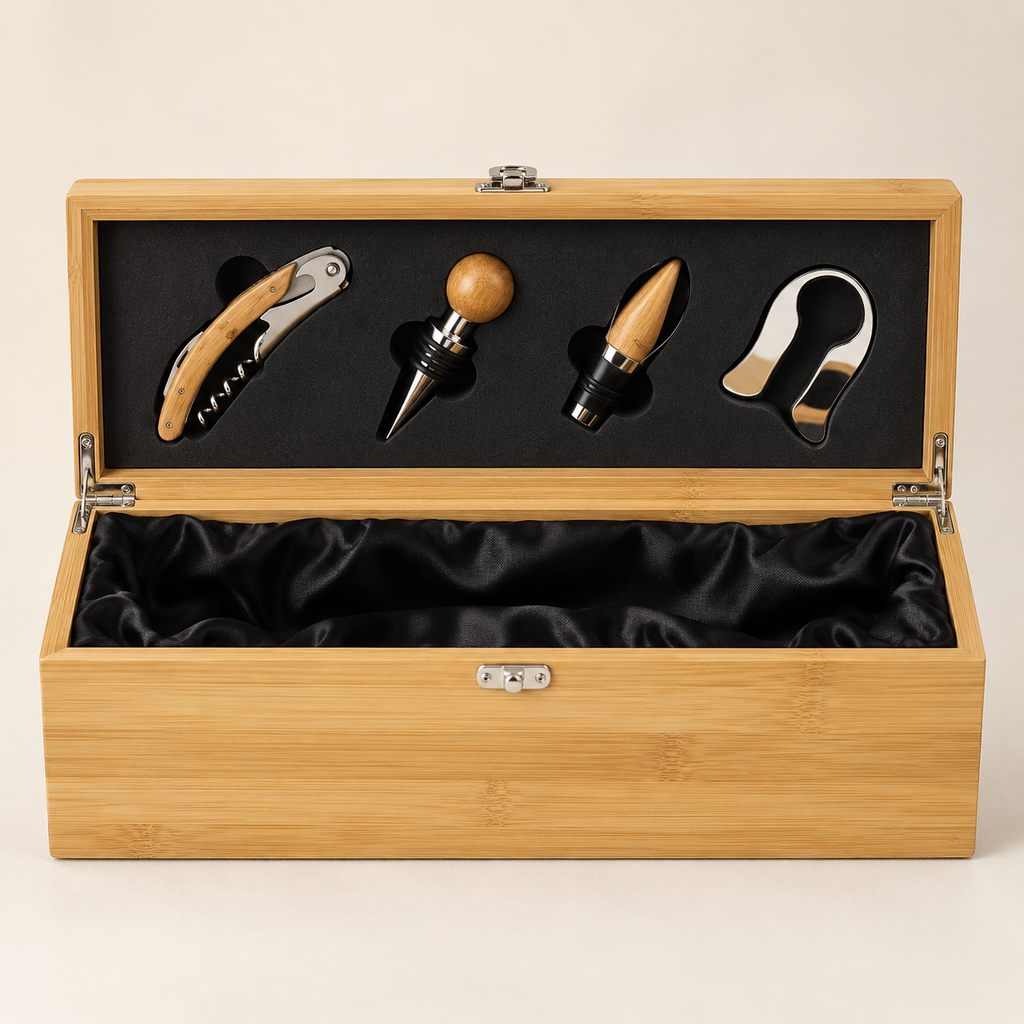 Wooden Wine Box w Accessories