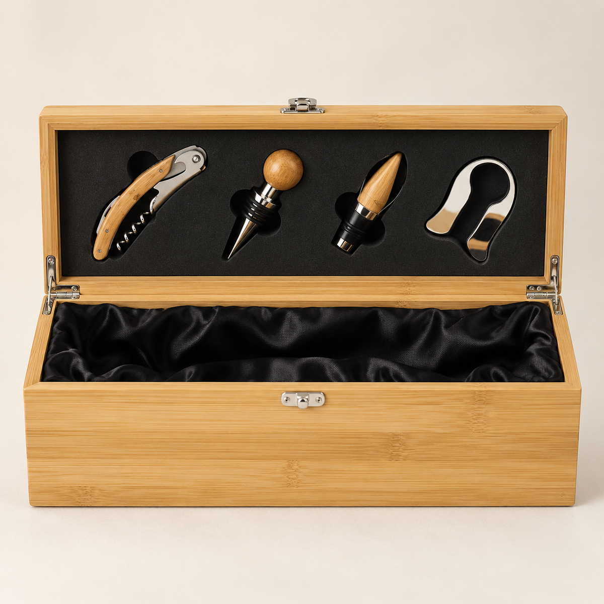 Wooden Wine Box w Accessories