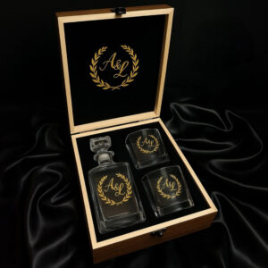 Crystal Glass Whisky Decanter and Rock Glasses