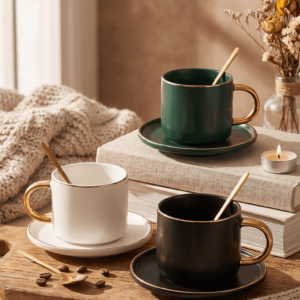 Ceramic Coffee Cup and Dish